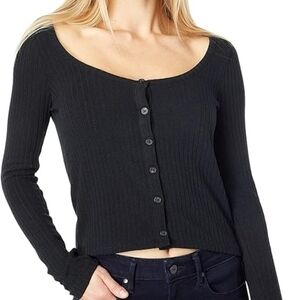 Madewell Black Ribbed Button-Up Cardigan